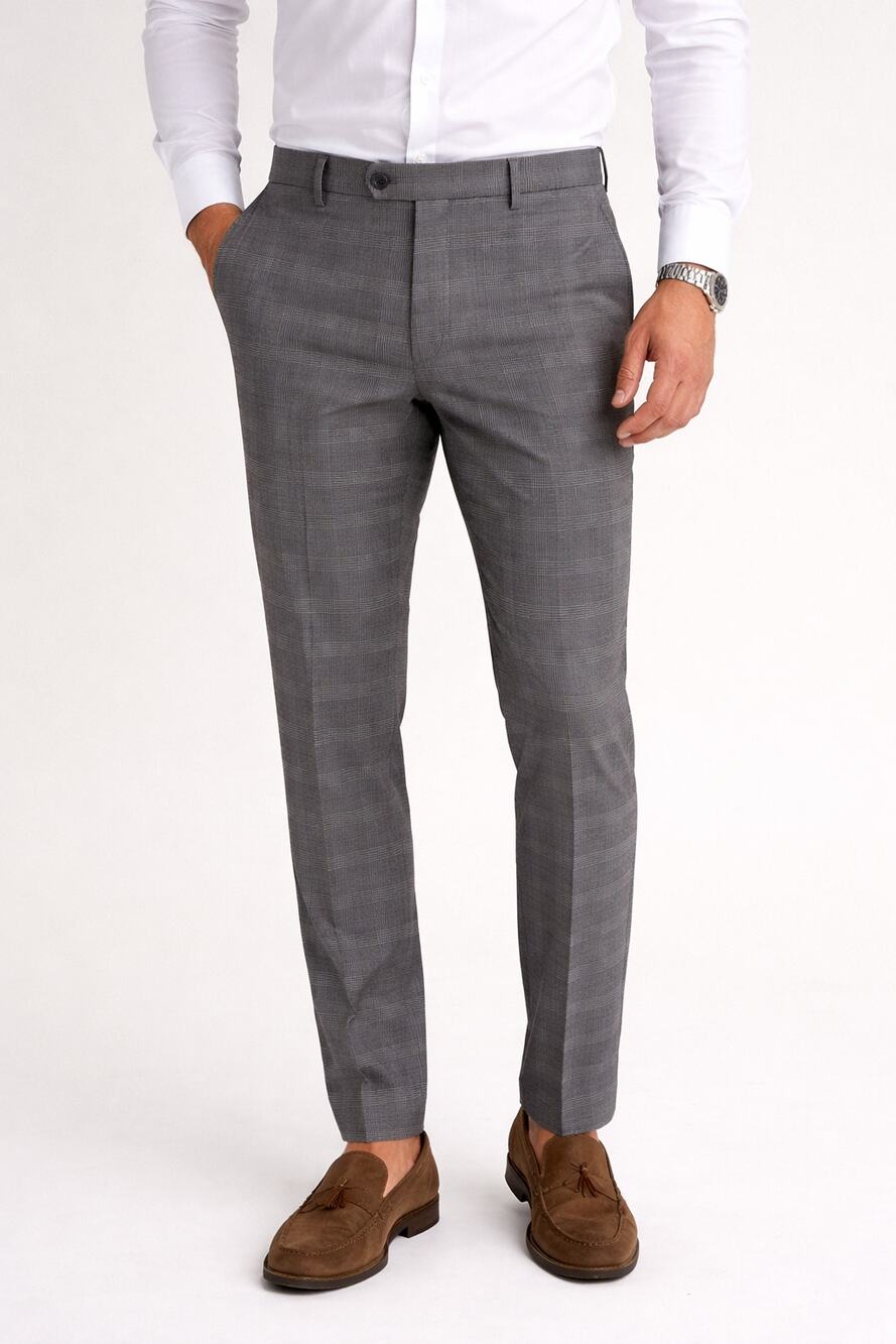 Tommy Hilfiger Lowen Grey Plaid Slim Fit Dress Slacks Men's Size 40 Trousers - Picture 1 of 10